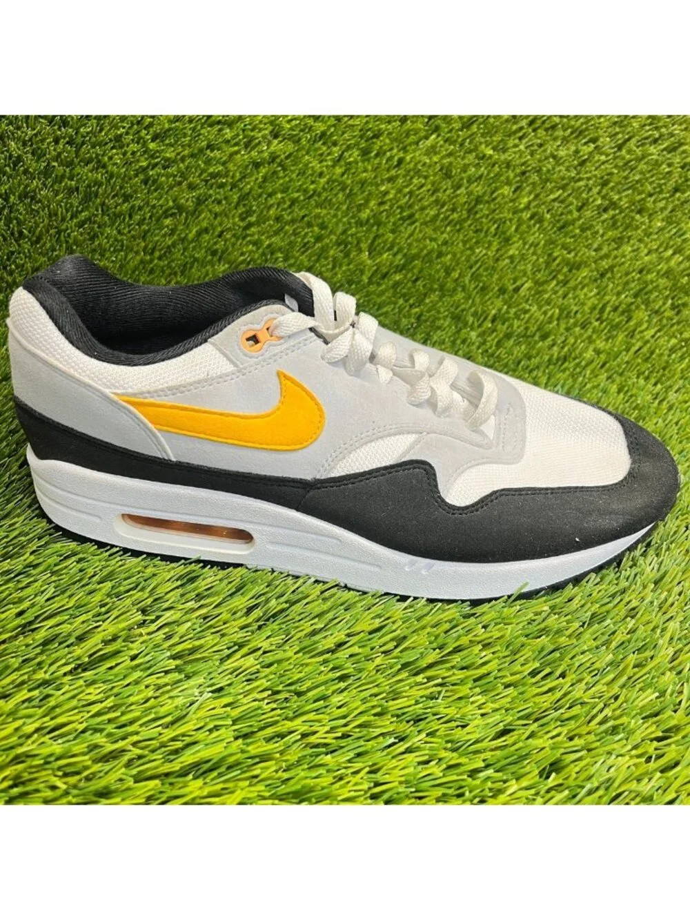 Nike Air Max 1 Mens Size 10.5 Black White Gold Athletic Running Shoes Sneakers